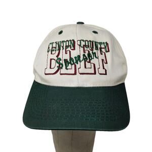 Toppers Clinton County BEEF Snapback Hat White Green Embroidered Text OSFA